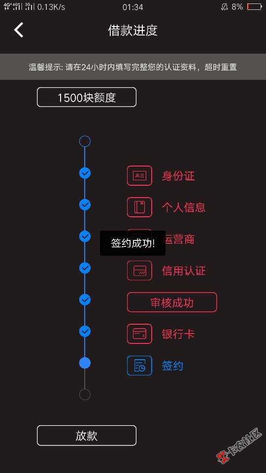 老哥们，仟佰快审核一个小时左右，签约显示51 / 作者:拒出翔 / 