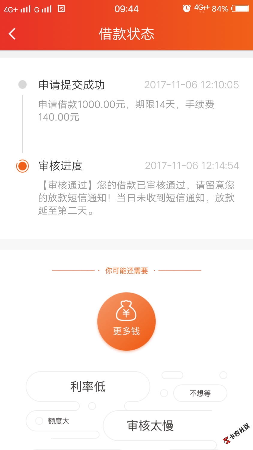 大神告知一下，钞速贷什么时候才能放款！！昨天收到短信，现在都没到账，会 ...24 / 作者:wsxmx123 / 