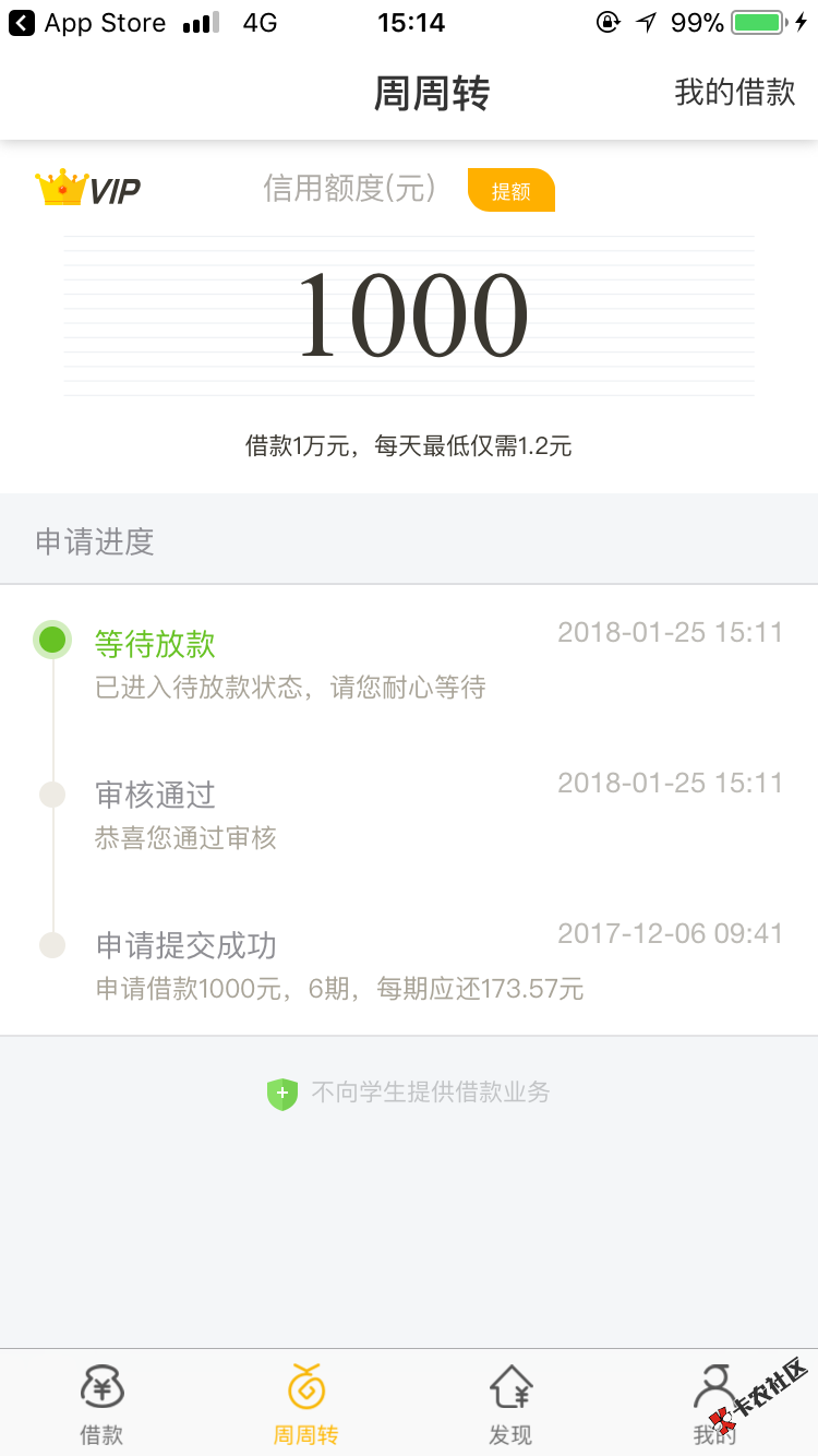 51借你钱复活，试水等到账，进app有一个周周转，买会员198，6期还款，见图 ...91 / 作者:camel / 