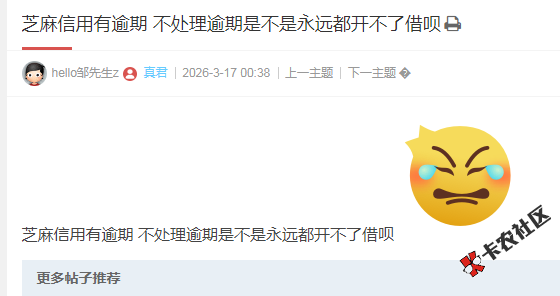 芝麻信用有逾期 不处理逾期是不是永远都开不了借呗27 / 作者:卡农多多 / 来源: